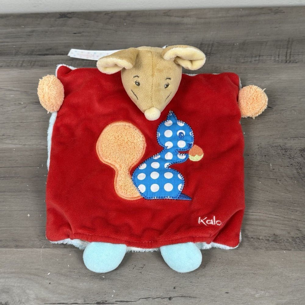 KALOO France Colors‎ DOUDOU PUPPET MOUSE #9632631 Plush Lovey Squirrel Red Soft